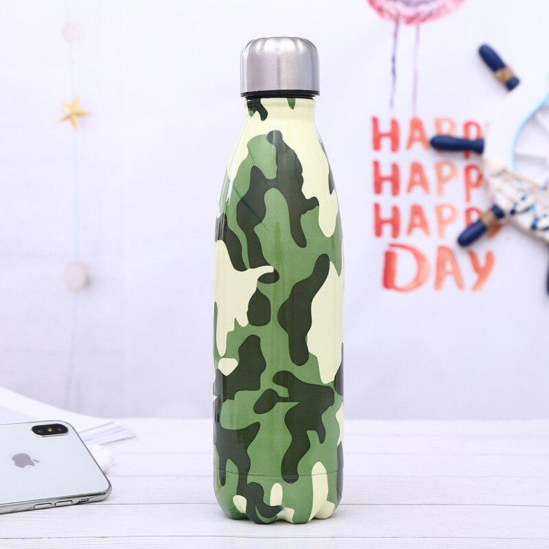 Stainless Steel Thermos Vacuum Flask Bottle 500ml Coffee Milk Cup Lovers Gradient Color Outdoor Travel Sport Hot Water Bottles