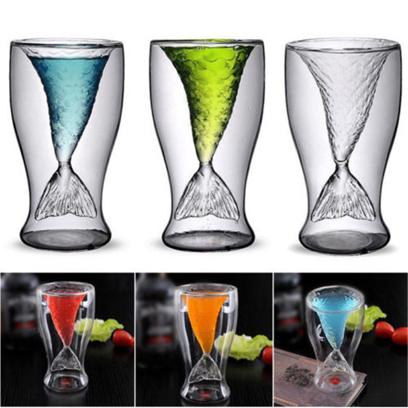 100ml Creative Crystal Mermaid Tail Cup Transparent Glass Fish Tail Practical Creative Wine Cup Heat-resisting Glass Bar Cups