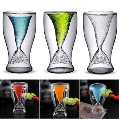 100ml Creative Crystal Mermaid Tail Cup Transparent Glass Fish Tail Practical Creative Wine Cup Heat-resisting Glass Bar Cups