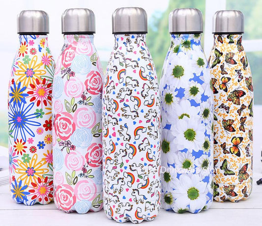 Stainless Steel Thermos Vacuum Flask Bottle 500ml Coffee Milk Cup Lovers Gradient Color Outdoor Travel Sport Hot Water Bottles