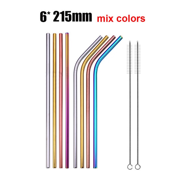 4/8Pcs Reusable Drinking Straw High Quality 304 Stainless Steel Metal Straw with Cleaner Brush For Mugs 20/30oz