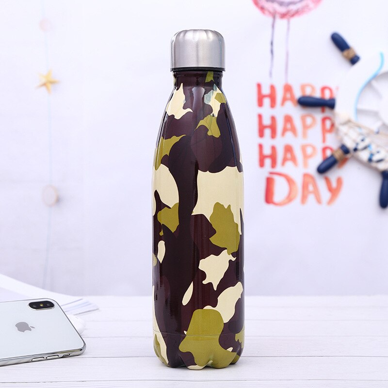 Stainless Steel Thermos Vacuum Flask Bottle 500ml Coffee Milk Cup Lovers Gradient Color Outdoor Travel Sport Hot Water Bottles