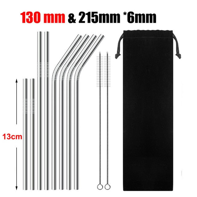 4/8Pcs Reusable Drinking Straw High Quality 304 Stainless Steel Metal Straw with Cleaner Brush For Mugs 20/30oz