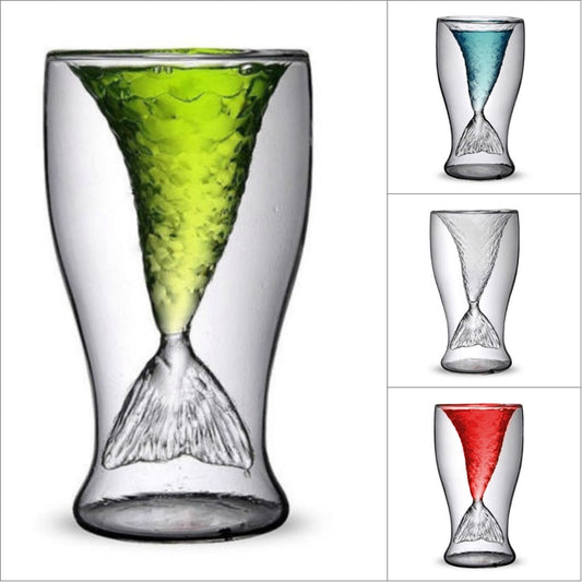 100ml Creative Crystal Mermaid Tail Cup Transparent Glass Fish Tail Practical Creative Wine Cup Heat-resisting Glass Bar Cups