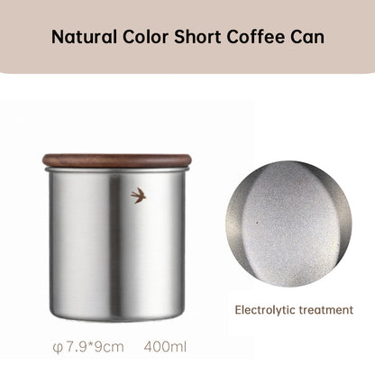 New Stainless Steel Matcha Tea Canister 380ml 560ml with Wood Lid – Sugar Caramel Storage Jar