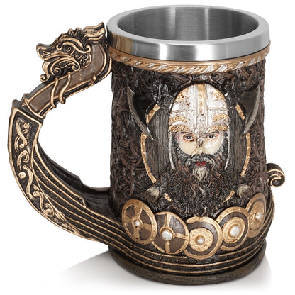 Viking Pirate Beer Cup Large Water Cup Stainless Steel Cup Mark Cup Resin Craft Decoration