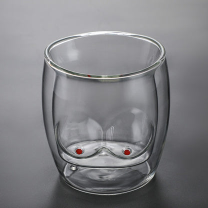 Double Layer Cup Glass Cartoon Creative Household Heat Insulation Water Cup Milk Coffee Cup Juice Cup Drinking Cup