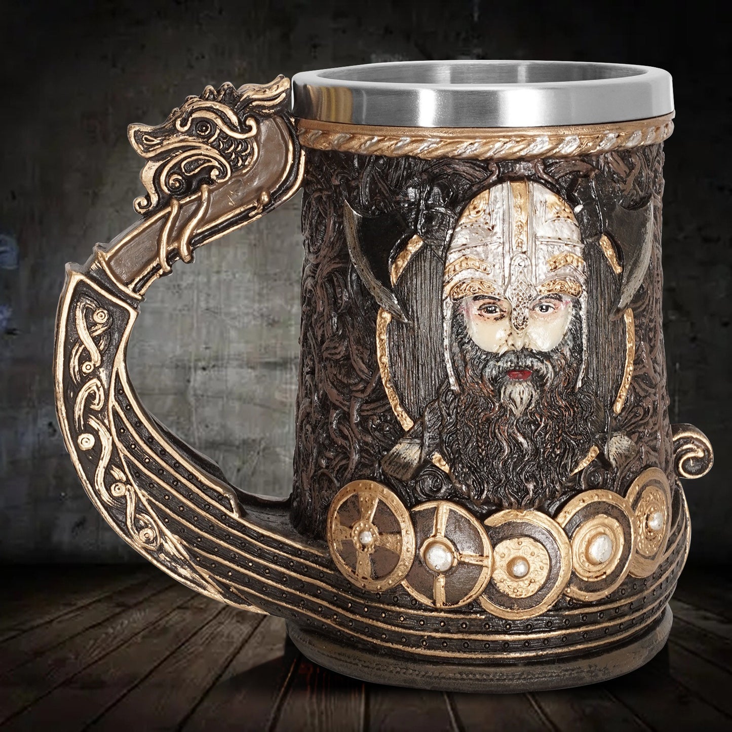 Viking Pirate Beer Cup Large Water Cup Stainless Steel Cup Mark Cup Resin Craft Decoration
