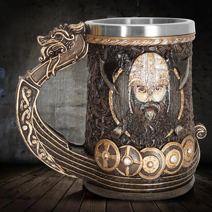 Viking Pirate Beer Cup Large Water Cup Stainless Steel Cup Mark Cup Resin Craft Decoration