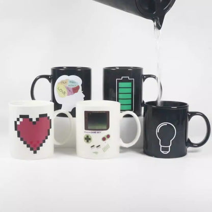 temperature sensitive color changing ceramic cups with patterned milk coffee ceramic color changing mugs