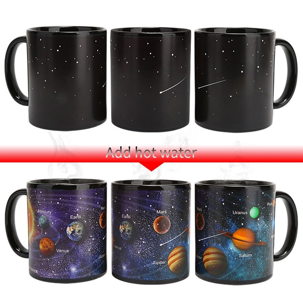 New Design Solar System Magic Mugs Temperature Changing Cup Color Chameleon Mugs Heat Sensitive Cup Coffee Tea Mug Novelty Gift