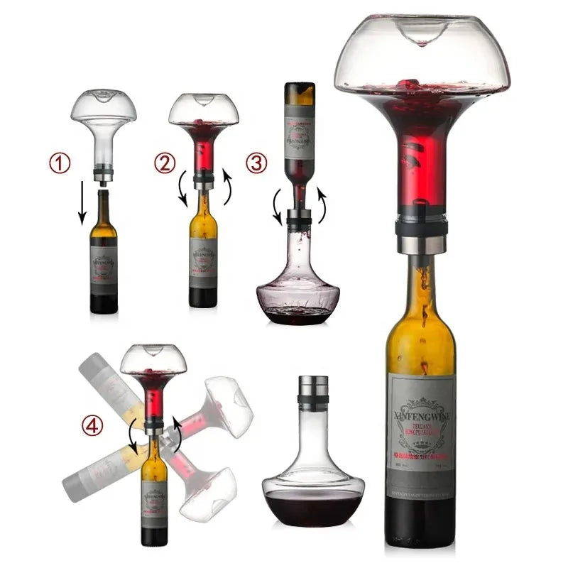 Wine Decanter Built-in Aerator Pourer Carafe Red Wine Decanter 100% Lead-free Crystal Glass Wine Hand-held Aerator