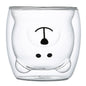 High borosilicate colored glass milk cup, cute bear shaped double-layer glass coffee cup, juice cup, beverage cup
