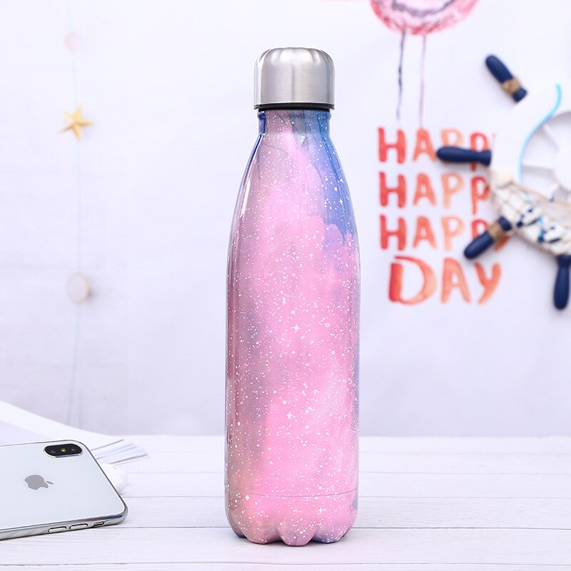 Stainless Steel Thermos Vacuum Flask Bottle 500ml Coffee Milk Cup Lovers Gradient Color Outdoor Travel Sport Hot Water Bottles