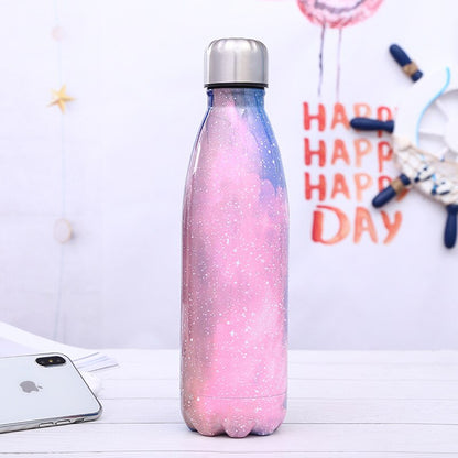 Stainless Steel Thermos Vacuum Flask Bottle 500ml Coffee Milk Cup Lovers Gradient Color Outdoor Travel Sport Hot Water Bottles