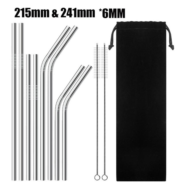 4/8Pcs Reusable Drinking Straw High Quality 304 Stainless Steel Metal Straw with Cleaner Brush For Mugs 20/30oz