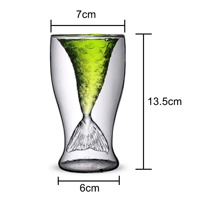 100ml Creative Crystal Mermaid Tail Cup Transparent Glass Fish Tail Practical Creative Wine Cup Heat-resisting Glass Bar Cups