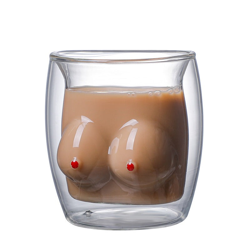 Double Layer Cup Glass Cartoon Creative Household Heat Insulation Water Cup Milk Coffee Cup Juice Cup Drinking Cup