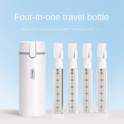 Four-in-One Travel Bottles Portable Toiletry Cosmetics Shampoo and Shower Gel Refill Bottles Travel Storage Bottle