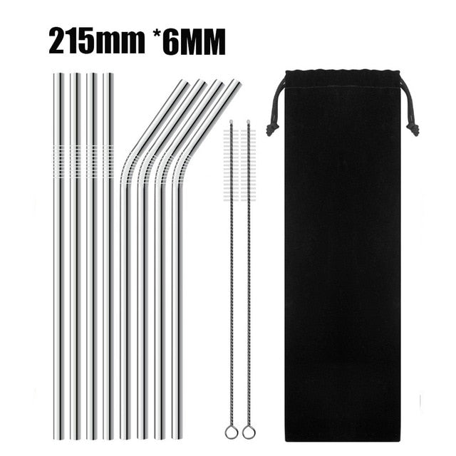 4/8Pcs Reusable Drinking Straw High Quality 304 Stainless Steel Metal Straw with Cleaner Brush For Mugs 20/30oz