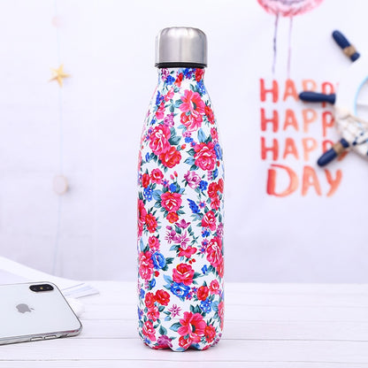 Stainless Steel Thermos Vacuum Flask Bottle 500ml Coffee Milk Cup Lovers Gradient Color Outdoor Travel Sport Hot Water Bottles