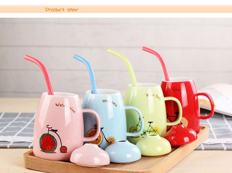 Fresh and lovely fruit bike ceramic cup