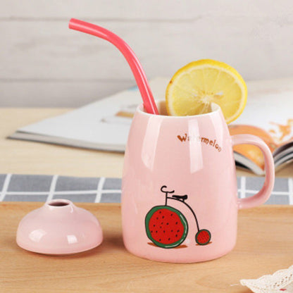 Fresh and lovely fruit bike ceramic cup